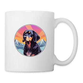 Österreichischer schwarzer und brauner Hund Rasse Cartoon Kaw - Tasse - Weiß - Rechts