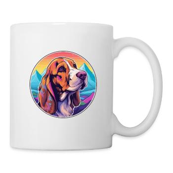 Basset Fauve de Bretagne Hunderasse Cartoon Kawaii - Tasse - Weiß - Rechts
