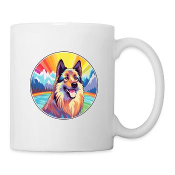 Belgische Tervuren-Hunderasse Karikatur Kawaii Watercol - Tasse - Weiß - Rechts