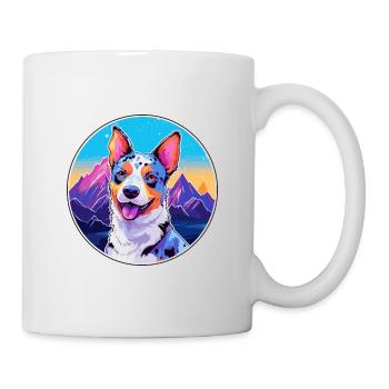 Blue Heeler Dog Breed Cartoon Kawaii Watercolor - Mug - white - Right