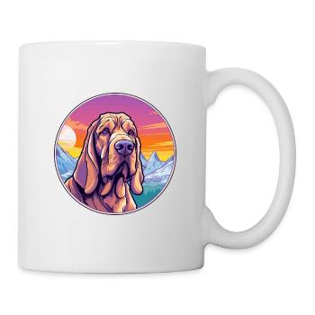 Bloodhound chien race dessin animé Kawaii aquarelle - Mug blanc - blanc - Droite