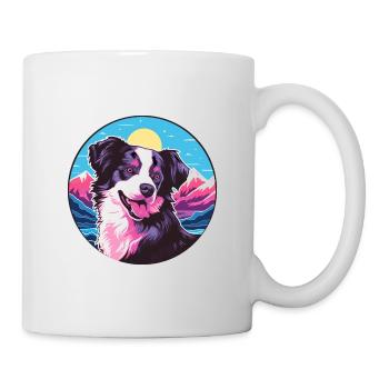 Border Collie Hunderasse Cartoon Kawaii Aquarell - Tasse - Weiß - Rechts