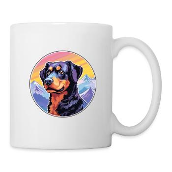 Beauceron Dog Breed Cartoon Kawaii Watercolor - Mug - white - Right