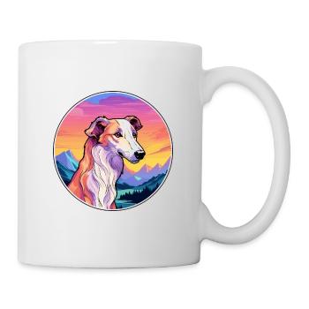 Borzoi Dog Breed Cartoon Kawaii Watercolor - Mug - white - Right