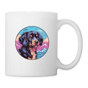 Noir et Tan chien race Cartoon Kawaii aquarelle - Mug blanc - blanc - Droite