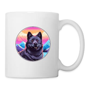 Chien d’élan norvégien noir race de chien Cartoon Kawaii - Mug blanc - blanc - Droite