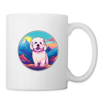Bolognaise chien race Cartoon Kawaii aquarelle - Mug blanc - blanc - Droite