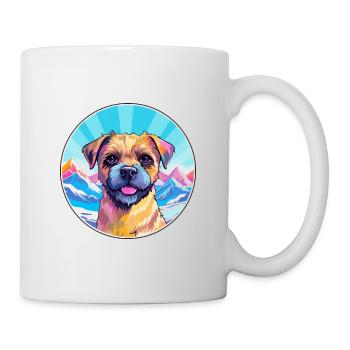 Border Terrier Dog Breed Cartoon Kawaii Watercolor - Mug - white - Right