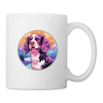 Bretagne chien race dessin animé Kawaii aquarelle - Mug blanc - blanc - Droite