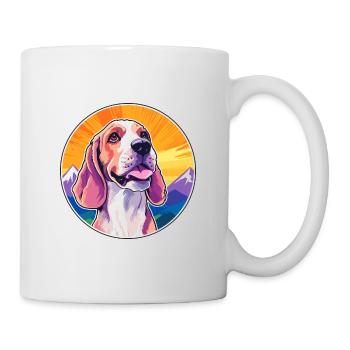 French White And Orange Hound Dog Breed Cartoon Ka - Mug - white - Right