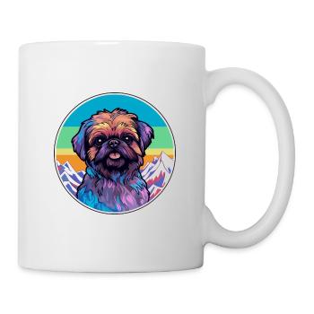 Brussels Griffon Dog Breed Cartoon Kawaii Watercol - Mug - white - Right