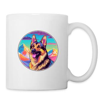 German Shepherd Dog Breed Cartoon Kawaii Watercolo - Mug - white - Right