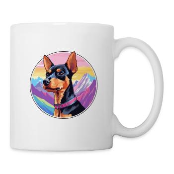 Harlekin Pinscher Hunderasse Cartoon Kawaii Waterc - Tasse - Weiß - Rechts