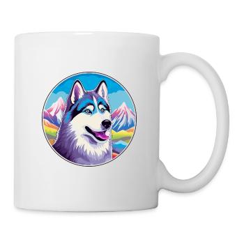 Husky Hunderasse Cartoon Kawaii Aquarell - Tasse - Weiß - Rechts