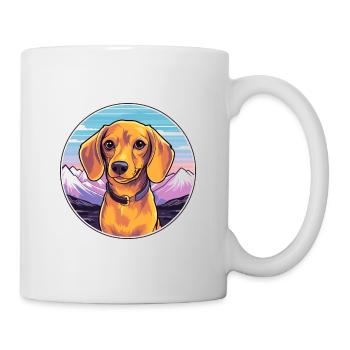 Dackel Hund Rasse Cartoon Kawaii Aquarell - Tasse - Weiß - Rechts