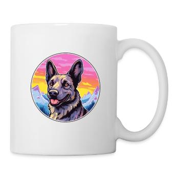 Dutch Shepherd Dog Breed Cartoon Kawaii Watercolor - Mug - white - Right