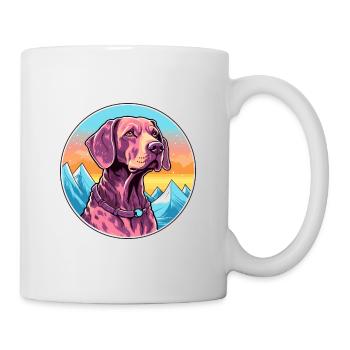 Chien allemand à poil court race dessin animé kawaii waterc - Mug blanc - blanc - Droite