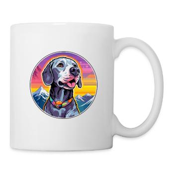 Chien gris chien race dessin animé Kawaii aquarelle - Mug blanc - blanc - Droite