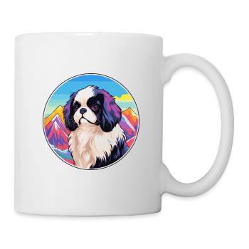 Japanisches Kinn Hunderasse Cartoon Kawaii Aquarell - Tasse - Weiß - Rechts
