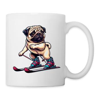 Chien Carlin Skis Skis Skieurs Vacances Au Ski - Mug blanc - blanc - Droite