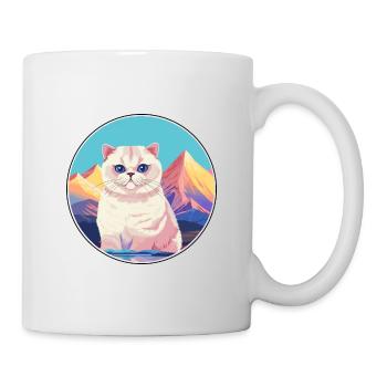 Britische Falte Kurzhaar Katze Bunte Karikatur Wasserc - Tasse - Weiß - Rechts