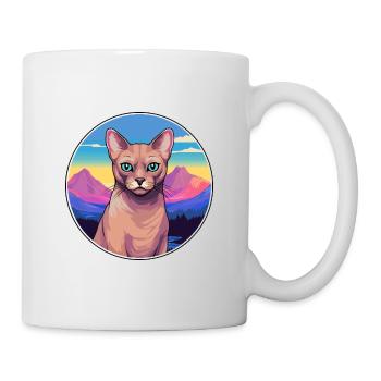 Burmesische Katze Bunte Karikatur Aquarell Illustrati - Tasse - Weiß - Rechts