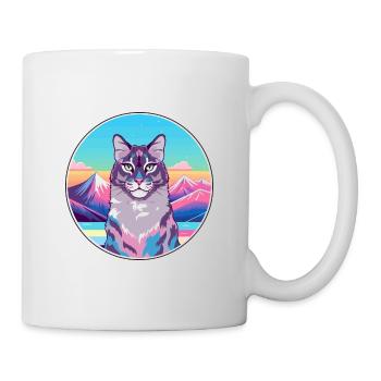 Californie Chat pailleté coloré Cartoon Watercolo - Mug blanc - blanc - Droite