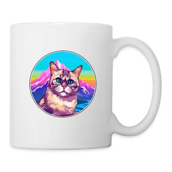 Chypre Chat Coloré Dessin Animé Aquarelle Illustratio - Mug blanc - blanc - Droite