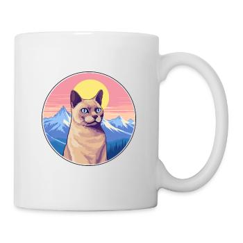 Chat birman européen coloré dessin animé aquarelle I - Mug blanc - blanc - Droite