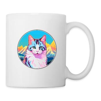 Japanische Bobtail-Katze Buntes Cartoon-Aquarell I - Tasse - Weiß - Rechts