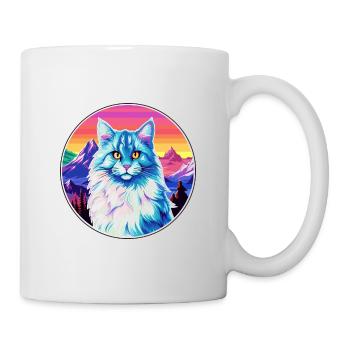 Chat Allemand À Poil Long Coloré Dessin Animé Aquarelle Il - Mug blanc - blanc - Droite