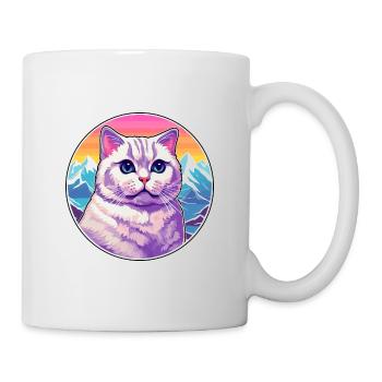 British Shorthair chat coloré dessin animé aquarelle - Mug blanc - blanc - Droite