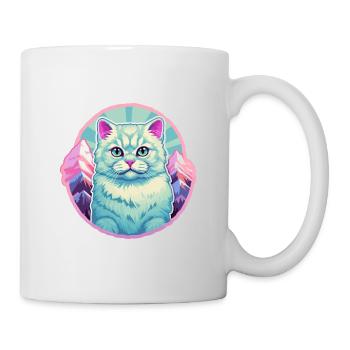 Chat d’argent britannique coloré dessin animé aquarelle malade - Mug blanc - blanc - Droite