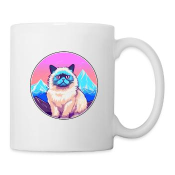 Himalayan Cat Colorful Cartoon Watercolor Illustra - Mug - white - Right
