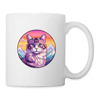 Highlander Cat Colorful Cartoon Watercolor Illustr - Mug - white - Right