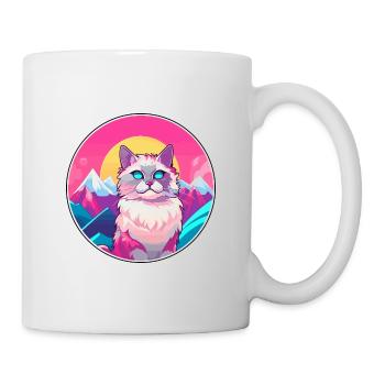 Coréen Bobtail chat coloré dessin animé aquarelle malade - Mug blanc - blanc - Droite
