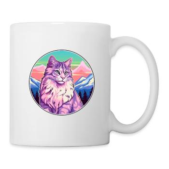 Chat de la forêt norvégienne coloré dessin animé aquarelle I - Mug blanc - blanc - Droite