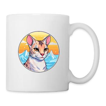 Savannah Katze Bunte Karikatur Aquarell illustriert - Tasse - Weiß - Rechts