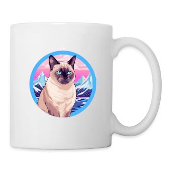 Siamesische Kurzhaarkatze Buntes Karikatur-Aquarell - Tasse - Weiß - Rechts