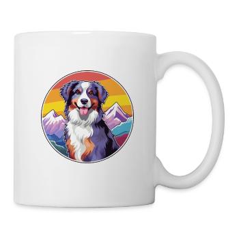 Miniature American Shepherd Dog Breed Cartoon Kawa - Mug - white - Right