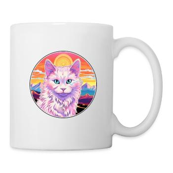 Turkish Angora Cat Colorful Cartoon Watercolor Ill - Mug - white - Right