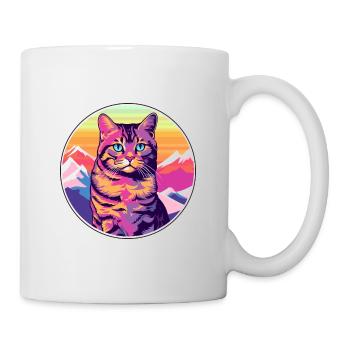 Havanna Braune Katze Bunte Karikatur Aquarell Illus - Tasse - Weiß - Rechts