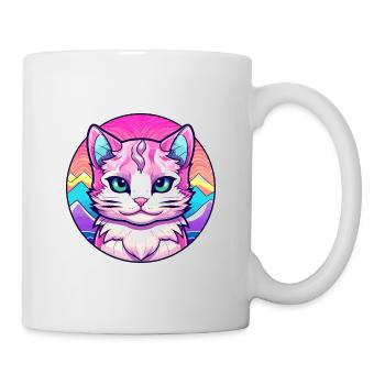 Hantilly Tiffany Katze Bunte Karikatur Aquarell I - Tasse - Weiß - Rechts
