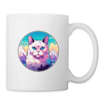 Javanische Katze Bunte Karikatur Aquarell Illustrat - Tasse - Weiß - Rechts