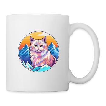 German Rex Cat Colorful Cartoon Watercolor Illustr - Mug - white - Right