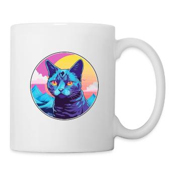 Korat chat coloré dessin animé aquarelle illustration - Mug blanc - blanc - Droite