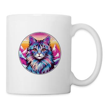Laperm Cat Coloré Dessin Animé Aquarelle Illustratio - Mug blanc - blanc - Droite