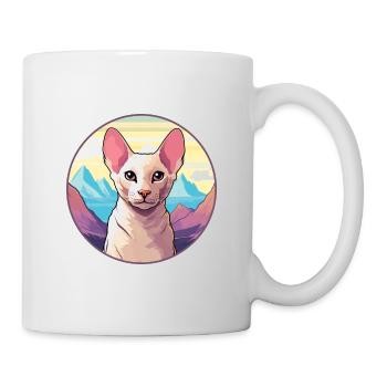 Peterbald Cat Colorful Cartoon Watercolor Illustra - Mug - white - Right