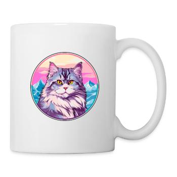 Chat sibérien coloré dessin animé aquarelle Illustrat - Mug blanc - blanc - Droite