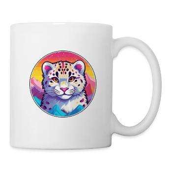 Léopard des neiges chat coloré dessin animé aquarelle illus - Mug blanc - blanc - Droite